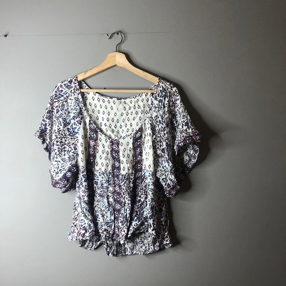 Free People Tops - Free people blouse floral medium cream